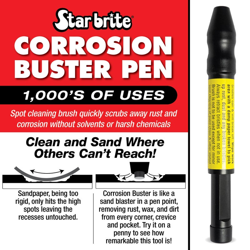Star Brite قلم ستار برايت لإزالة التآكل - أداة دقيقة لإزالة الصدأ والتآكل للوصلات الكهربائية، المعدات البحرية، معدات الصيد والمزيد - قبضة سهلة، طول ألياف قابل للتعديل (091401) - Image 2